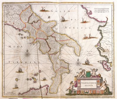 Kaart van het Koninkrijk Napels (Italië) door Frederick de Wit