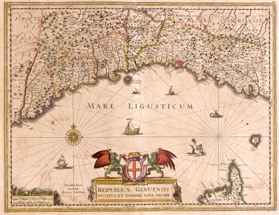 Kaart van de Republiek Genua, Italië door Frederick de Wit