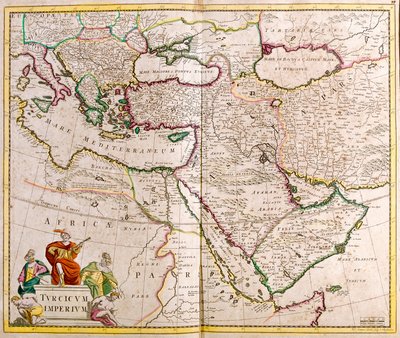 Kaart van het Turkse Rijk (ets) door Frederick de Wit