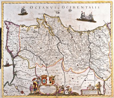 Kaart van de koninkrijken Portugal en de Algarve door Frederick de Wit