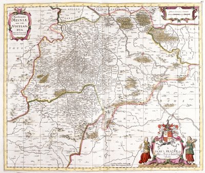 Kaart van de markgraafschap Misnie (Duitsland) (ets) door Frederick de Wit