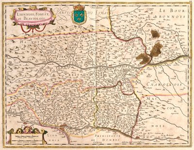 Kaarten van de gebieden Lyon en Beaujolais (Frankrijk) door Frederick de Wit