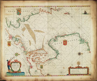 Pascaart van de Noordzee met alle Kusten en Havens door Frederick de Wit