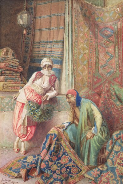Onderhandelen met de Tapijtverkoper, c.1875 door Frederico Ballesio