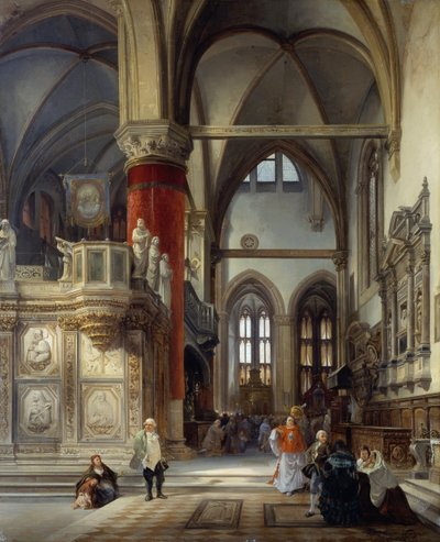 Interieur van de kerk van de Friars (Frari) in Venetië door Frederico Moja