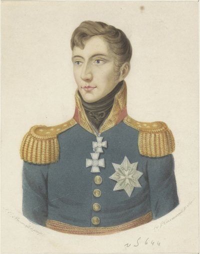 Portret van Willem II, koning der Nederlanden door Frederik Christiaan Bierweiler