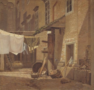 De achtertuin van Charlottenborg Paleis door Frederik Hansen Sodring