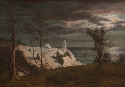De zomerspits op de kliffen van het eiland Møn. Maanlicht door Frederik Hansen Sodring