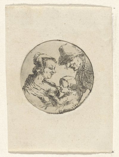 Man en vrouw met kind door Frederik Hendrik Weissenbruch