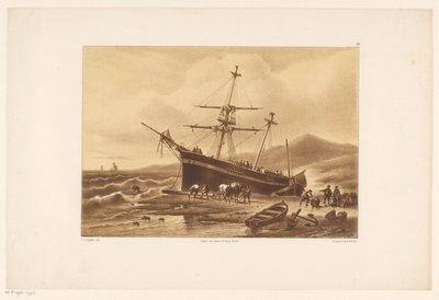 Gestrand schip door Frederik Lodewijk Huygens