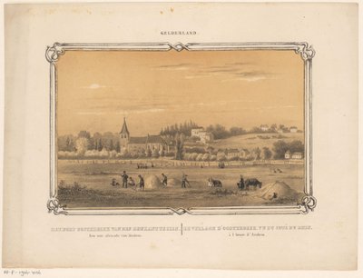 Gezicht op Oosterbeek met hooiende figuren door Frederik Lodewijk Huygens