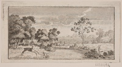 Landschap met herten door Frederik Ludvig  Bradt