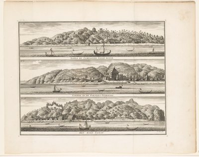 Verschillende versterkingen van de VOC op Ceram (Laäla by Compagnies Sagoe-bosch / Loehoe, en de Fortres Overburg / Het dorp Saway) door Frederik Ottens
