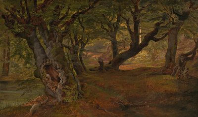 Uitzicht op het Bregentved-bos, Sjaeeland, midden jaren 1830 door Frederik Sødring