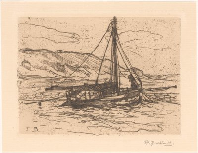 Garnalenschuit op zee door Frederika Henriëtte Broeksmit (signed by artist)