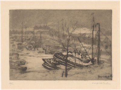Haventje door Frederika Henriëtte Broeksmit (signed by artist)