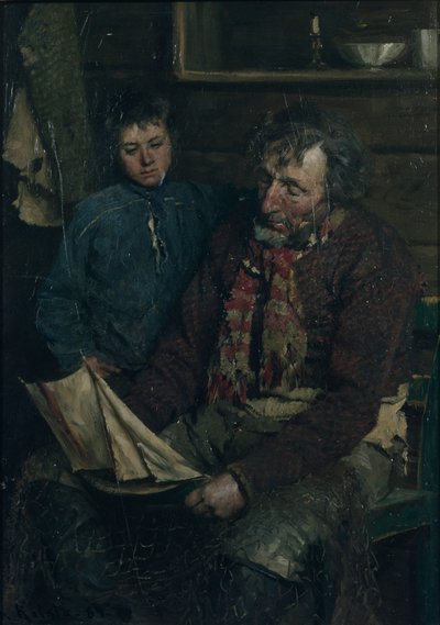 Visser en zijn zoon door Fredrik Kolstoe