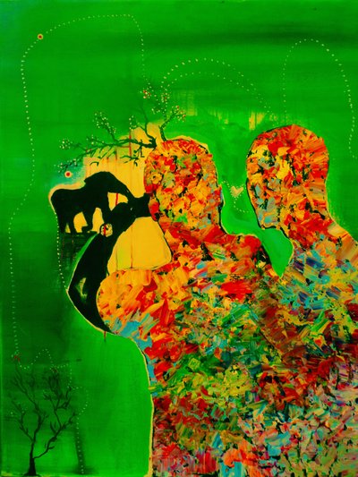 Levendige abstracte olifantendroom door Fredrik Olsen