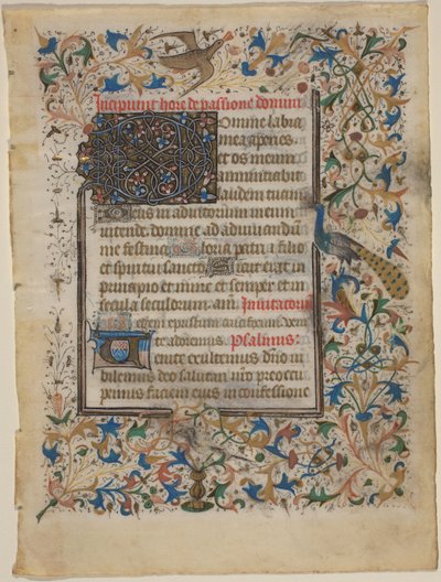 Manuscriptblad uit een Getijdenboek (incip. Passionis) door French 14th Century