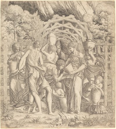 Jonge Man die Water Drinkt (Rebecca en Eliezer?) door French 16th Century after Francesco Primaticcio