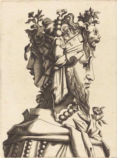 Buste van een Vrouw in een Extravagant Kostuum door French 16th Century after René Boyvin or Pierre Milan