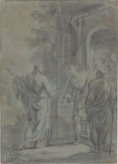 Figuren (Christus roept een van de apostelen?) door French 17th Century