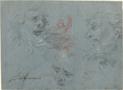 Studie van hoofden [recto] door French 17th Century