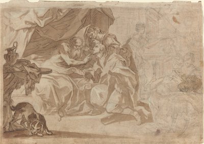 Jacob en Rebecca voor Isaac (recto) door French 18th Century