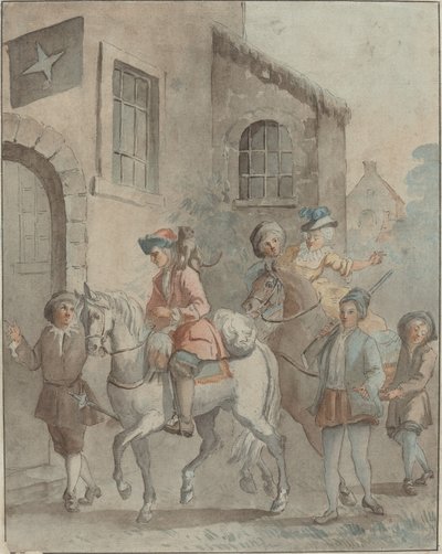 Aankomst bij een Herberg door French 18th Century after Jean Baptiste Oudry