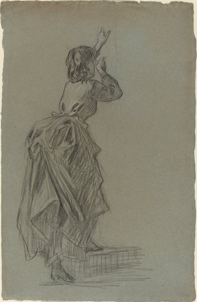 Jonge vrouw die een stap beklimt door French 19th Century