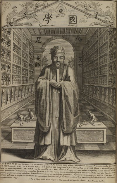 Portret van de Chinese denker en sociale filosoof Confucius 551 v.Chr. 479 v.Chr. door French Master