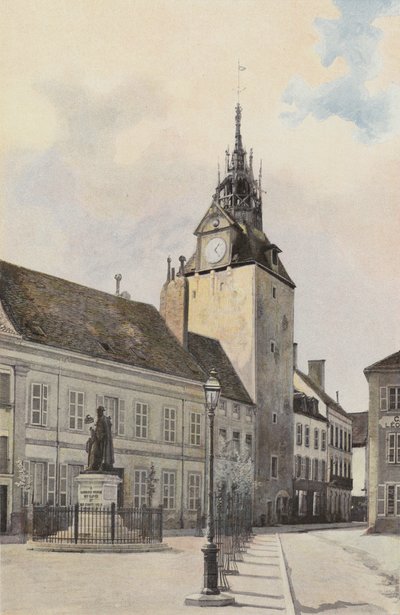 Beaune, Belfort en Standbeeld van G Monge door French Photographer