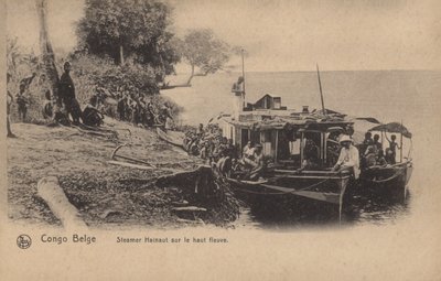 Belgisch Congo, Stoomboot Hainaut op de hoge rivier door French Photographer