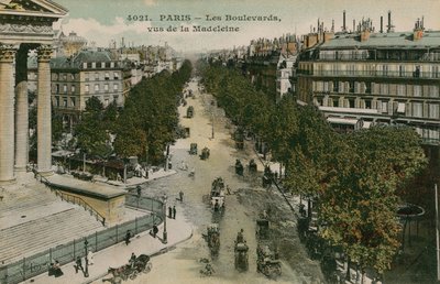Boulevards van Parijs, gezien vanaf Boulevard de la Madeleine door French Photographer