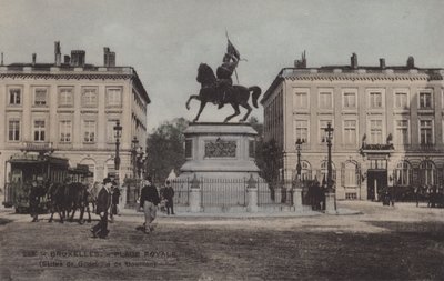 Brussel, Place Royale, Standbeeld van Godefroid de Bouillon door French Photographer