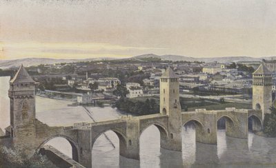 Cahors, Pont Valentré en uitzicht op de linkeroever van de Lot door French Photographer