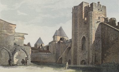 Carcassonne Cite, Zuidzijde Toren Saint-Nazaire (voor volledige restauratie) door French Photographer