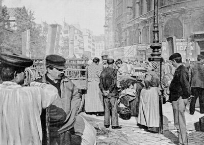 Hoek van de markt bij de Kerk van Saint Eustache, Les Halles, Parijs, 1896 door French Photographer