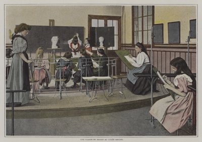 Tekenenklas aan het Lycee Racine, Parijs door French Photographer