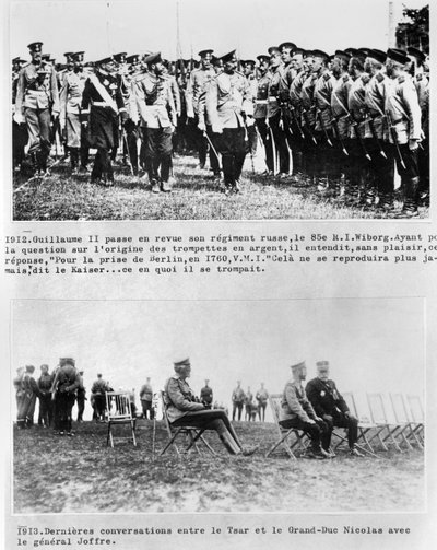 Laatste gesprekken tussen de Tsaar en Groothertog Nicolaas II, en Generaal Joffre, 1913 door French Photographer