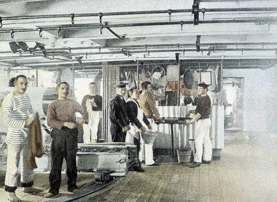Franse marine, eind 19e eeuw: De keuken van officieren door French Photographer