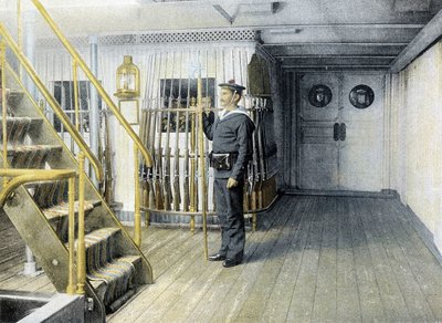 Franse marine, eind 19e eeuw: Wacht van de admiraal door French Photographer