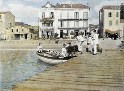 Franse marine, eind 19e eeuw: bagage van de verlofgangers - Bibl. des Arts Deco. door French Photographer