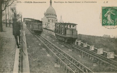 Kabelspoorweg naar Montmartre naar de Sacre-Coeur in Parijs door French Photographer