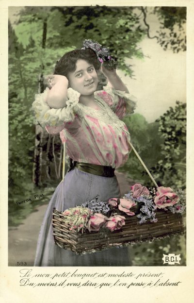 Meisje met bloemen te koop door French Photographer
