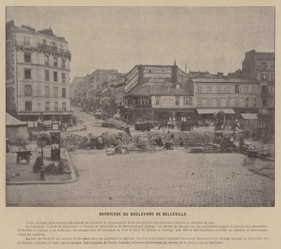 De Commune van Parijs, barricade van de Boulevard de Belleville door French Photographer