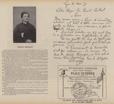 De Commune van Parijs, Charles Amouroux, Facsimile van een laissez-passer voor de val van de Vendome-zuil door French Photographer