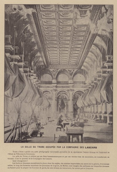 De Commune van Parijs, de troonzaal bezet door de compagnie van de Lascars door French Photographer