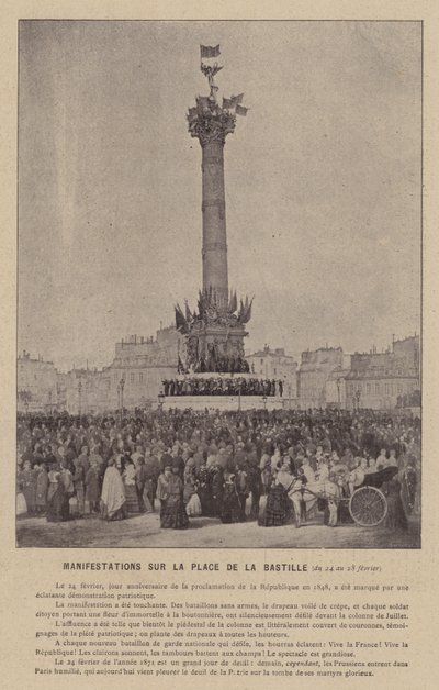 De Commune van Parijs, Manifestaties op de Place de la Bastille, van 24 tot 28 februari door French Photographer