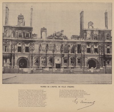 La Commune de Paris, Ruïnes van het stadhuis, gevel door French Photographer